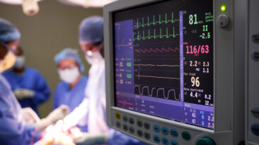 hospital surgery with heart rate monitor